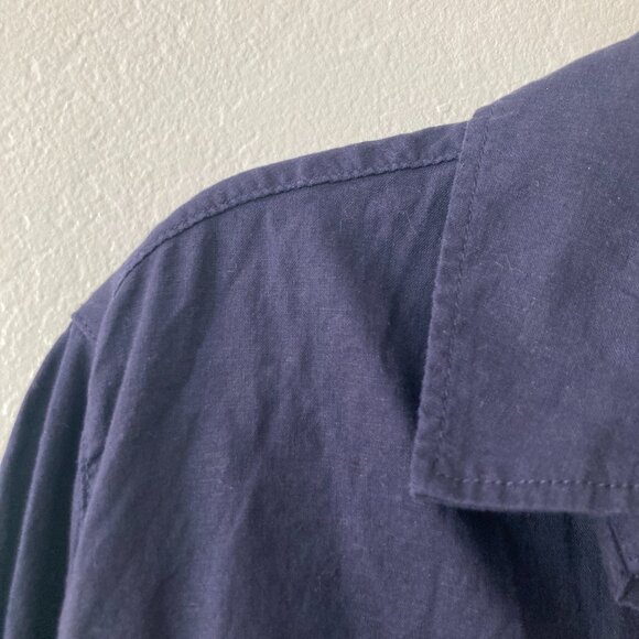 Tahari Linen Blend 3/4 Sleeve Popover Top Navy Blue Lagenlook Beach Relaxed 2X - Picture 2 of 8